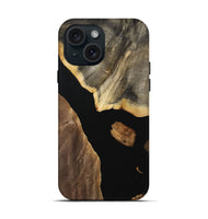 iPhone 15 Wood Live Edge Phone Case - Kalinda (Pure Black, 733819)