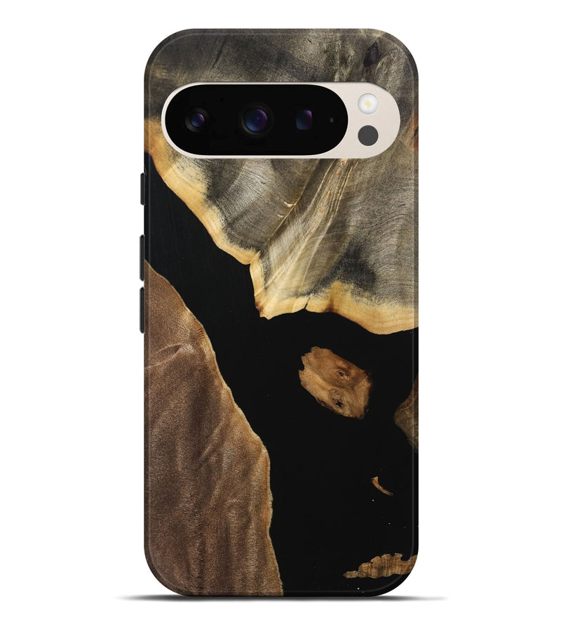 Pixel 9 Pro XL Wood Live Edge Phone Case - Kalinda (Pure Black, 733819)