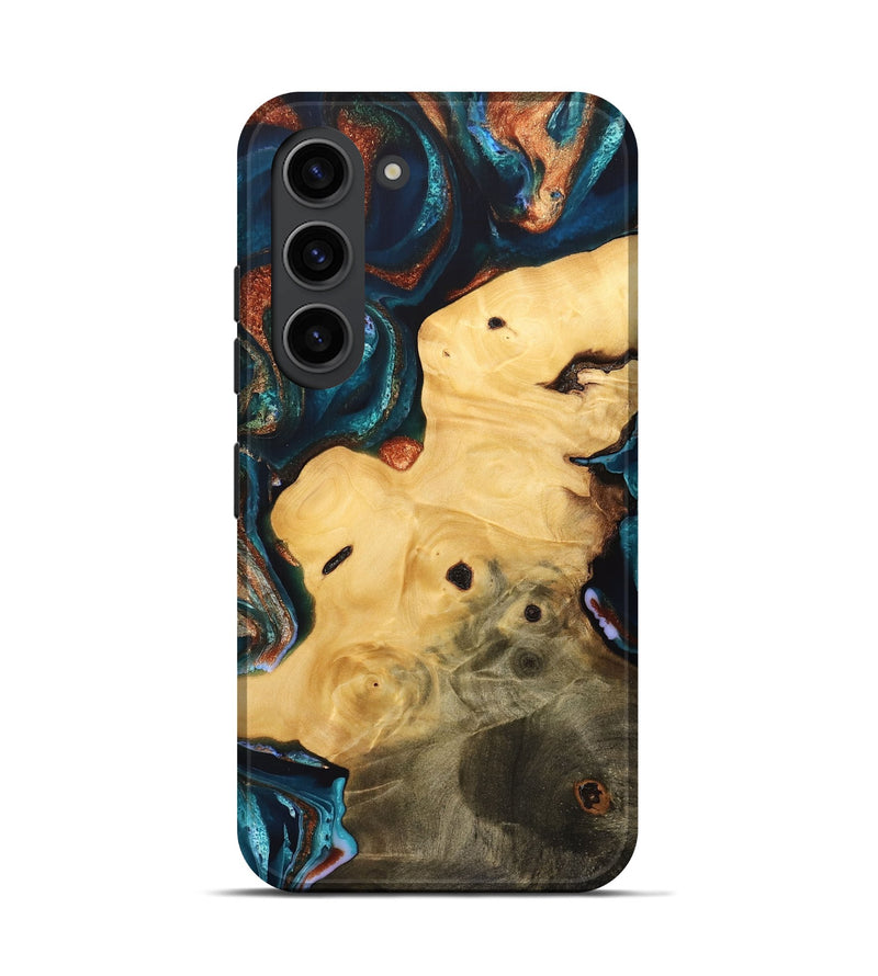 Galaxy S23 Wood Live Edge Phone Case - Myrah (Teal & Gold, 733821)