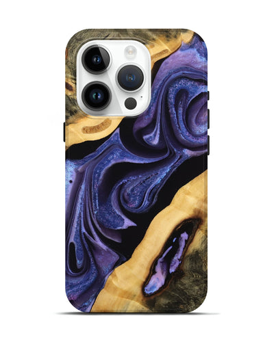 iPhone 15 Pro Wood Live Edge Phone Case - Landan (Purple, 733822)