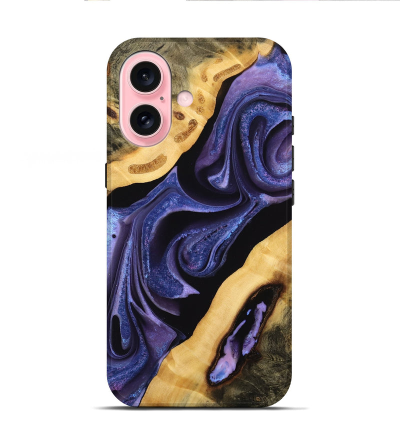 iPhone 16 Wood Live Edge Phone Case - Landan (Purple, 733822)