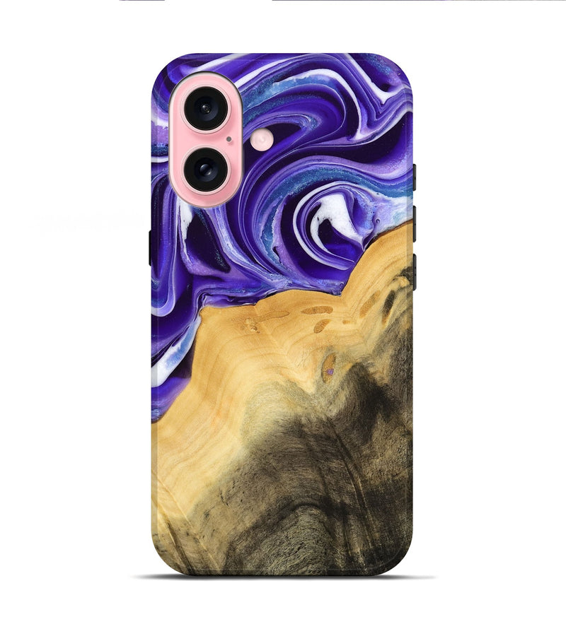 iPhone 16 Wood Live Edge Phone Case - Emmet (Purple, 733823)