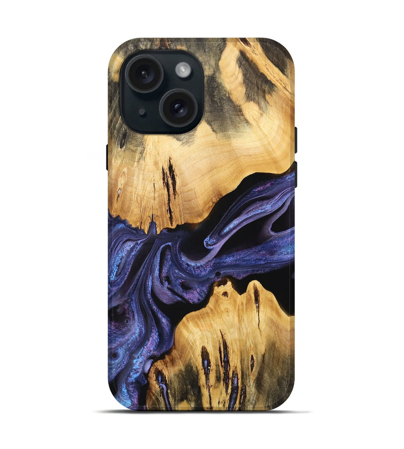 iPhone 15 Wood Live Edge Phone Case - Waneta (Purple, 733824)