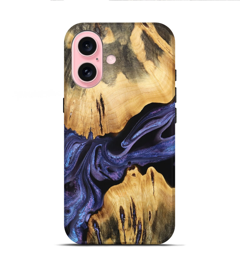 iPhone 16 Wood Live Edge Phone Case - Waneta (Purple, 733824)