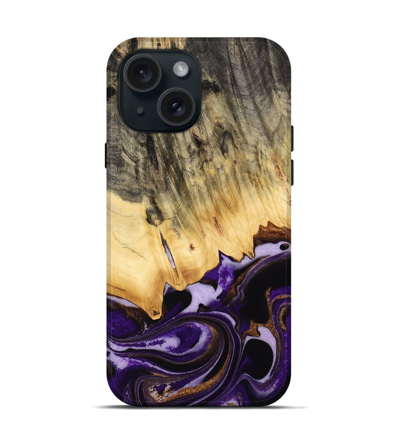 iPhone 15 Wood Live Edge Phone Case - Brita (Purple, 733825)