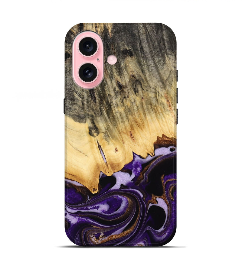 iPhone 16 Wood Live Edge Phone Case - Brita (Purple, 733825)