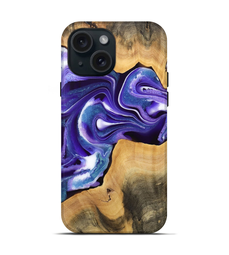 iPhone 15 Wood Live Edge Phone Case - Soyong (Purple, 733826)