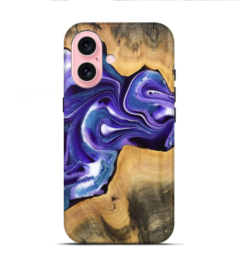 iPhone 16 Wood Live Edge Phone Case - Soyong (Purple, 733826)