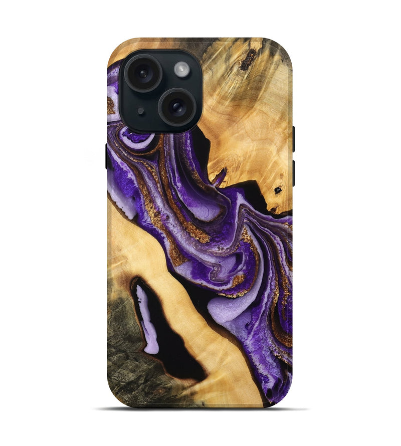 iPhone 15 Wood Live Edge Phone Case - Nolan (Purple, 733828)