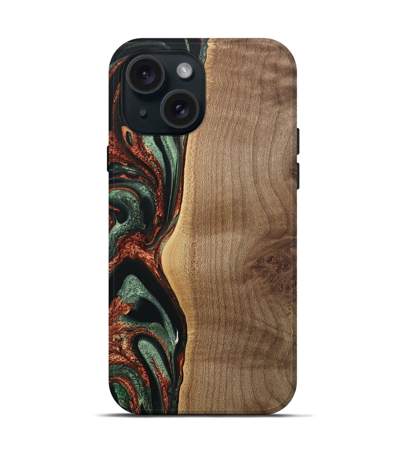 iPhone 15 Wood Live Edge Phone Case - Manouch (Green, 733831)