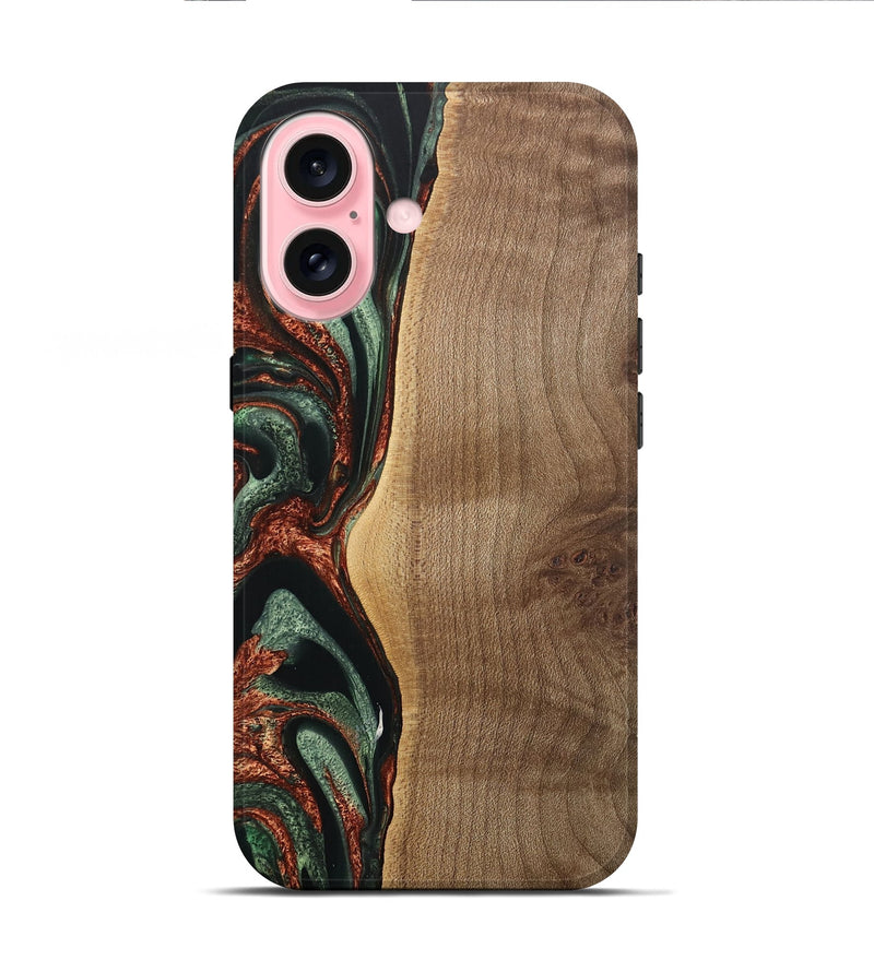 iPhone 16 Wood Live Edge Phone Case - Manouch (Green, 733831)