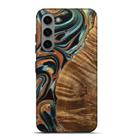 Galaxy S23 Plus Wood Live Edge Phone Case - Kayley (Teal & Gold, 733835)