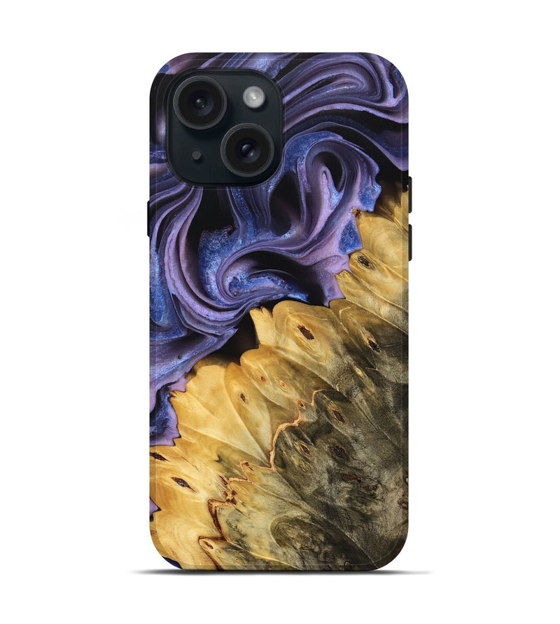 iPhone 15 Wood Live Edge Phone Case - Halina (Purple, 733840)