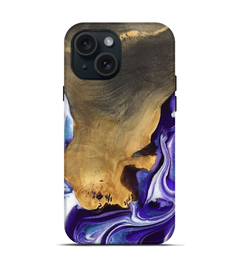 iPhone 15 Wood Live Edge Phone Case - Lukas (Purple, 733841)