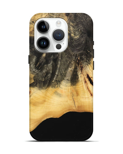 iPhone 15 Pro Wood Live Edge Phone Case - Clark (Pure Black, 733877)