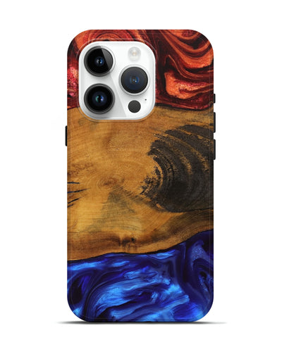 iPhone 15 Pro Wood Live Edge Phone Case - Danika (Fire & Ice, 734347)