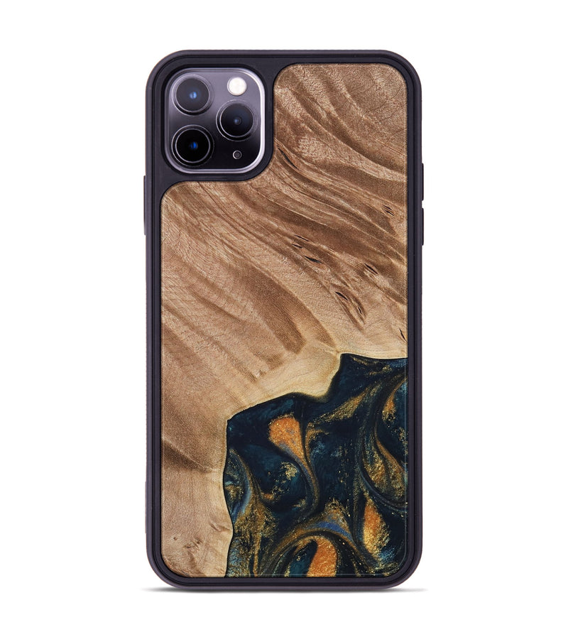 iPhone 11 Pro Max Wood Phone Case - Remo (Teal & Gold, 734443)