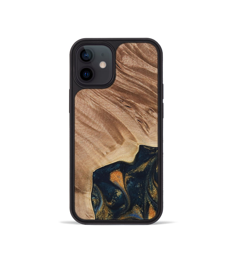 iPhone 12 mini Wood Phone Case - Remo (Teal & Gold, 734443)