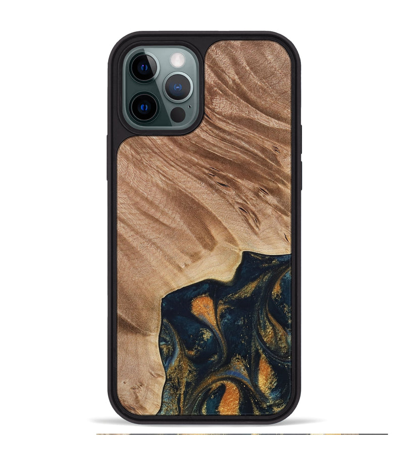 iPhone 12 Pro Max Wood Phone Case - Remo (Teal & Gold, 734443)