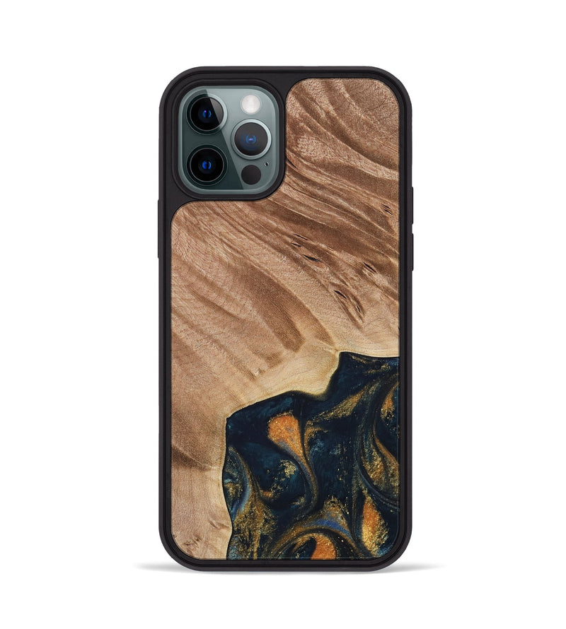 iPhone 12 Pro Wood Phone Case - Remo (Teal & Gold, 734443)