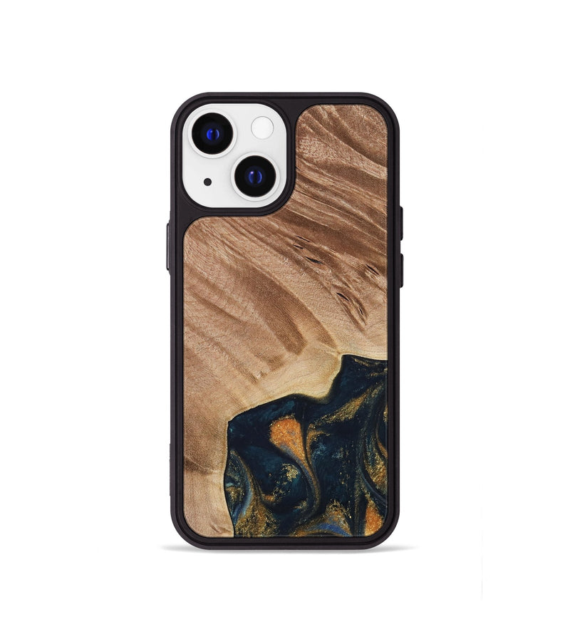 iPhone 13 mini Wood Phone Case - Remo (Teal & Gold, 734443)