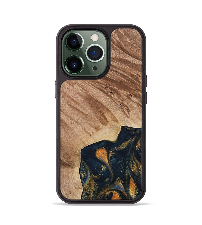 iPhone 13 Pro Wood Phone Case - Remo (Teal & Gold, 734443)