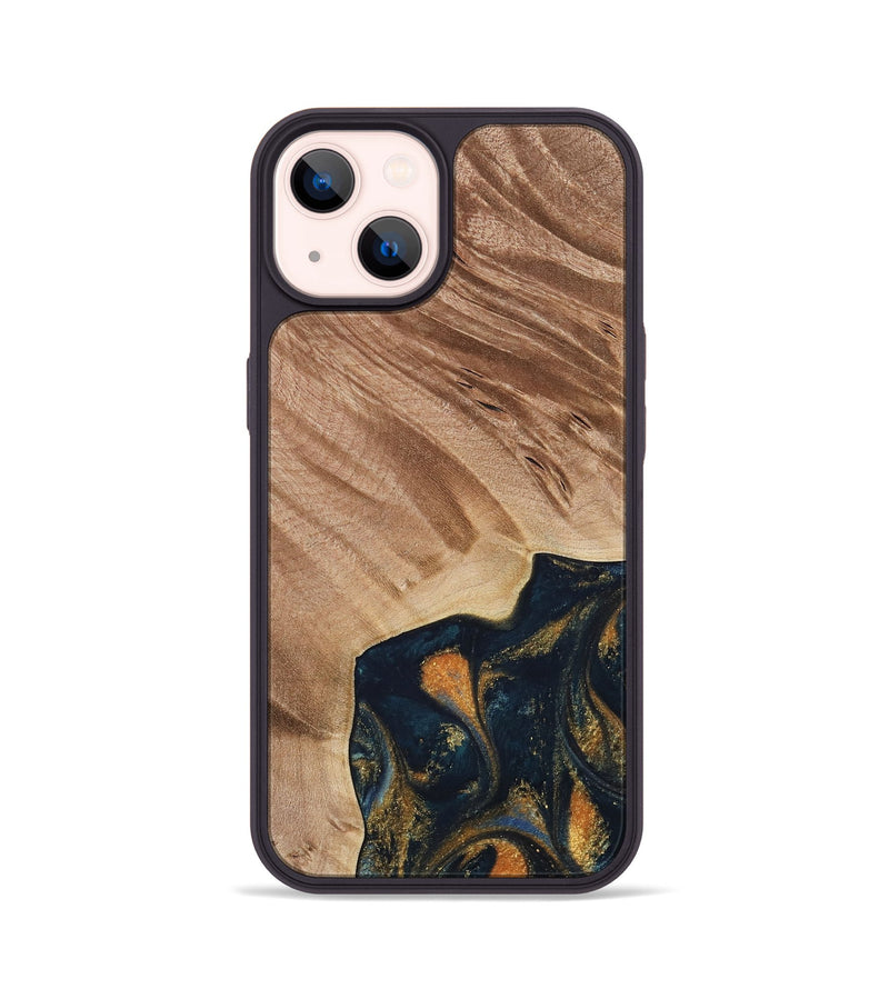 iPhone 14 Wood Phone Case - Remo (Teal & Gold, 734443)