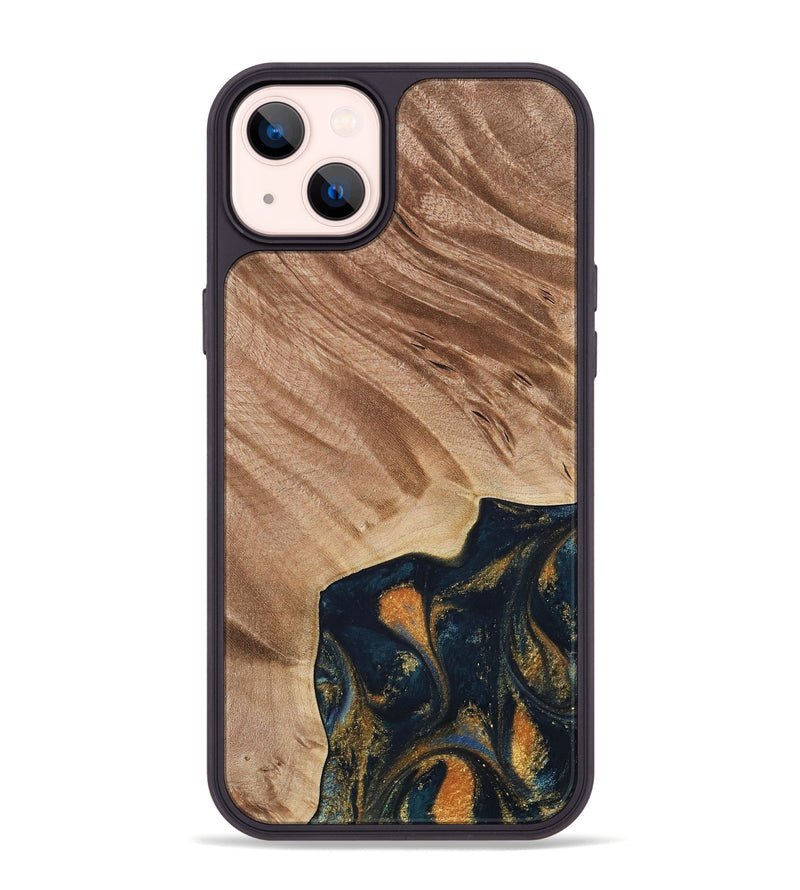 iPhone 14 Plus Wood Phone Case - Remo (Teal & Gold, 734443)