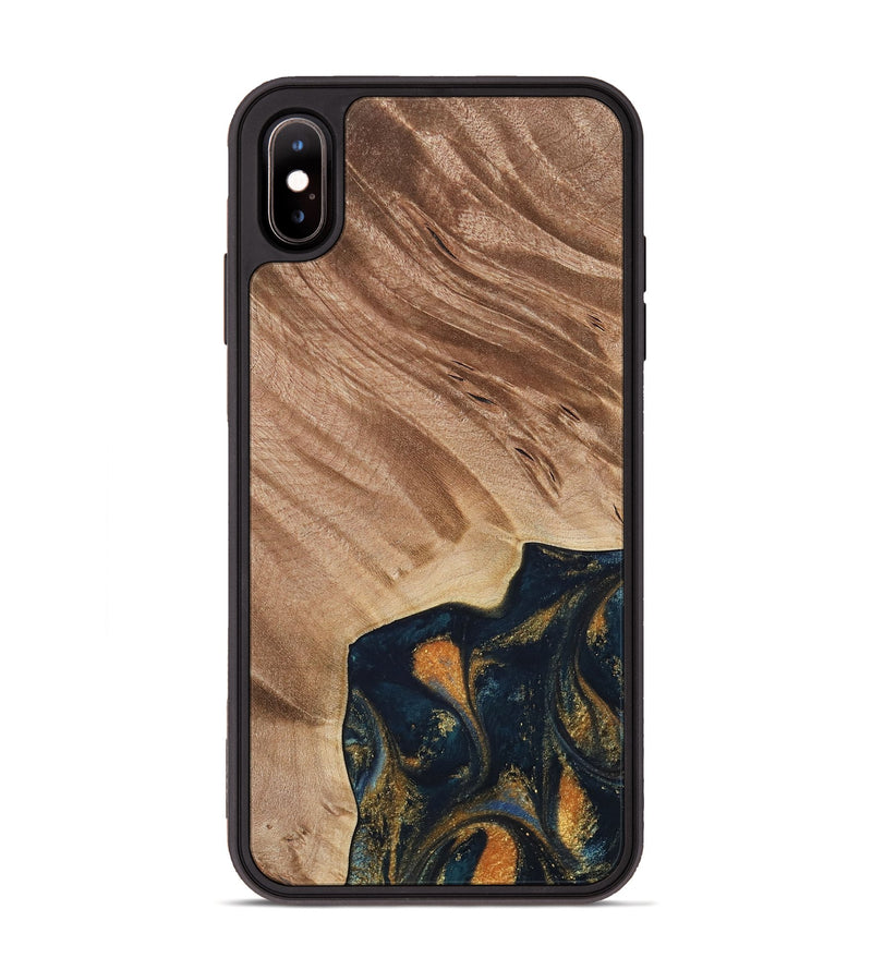 iPhone Xs Max Wood Phone Case - Remo (Teal & Gold, 734443)