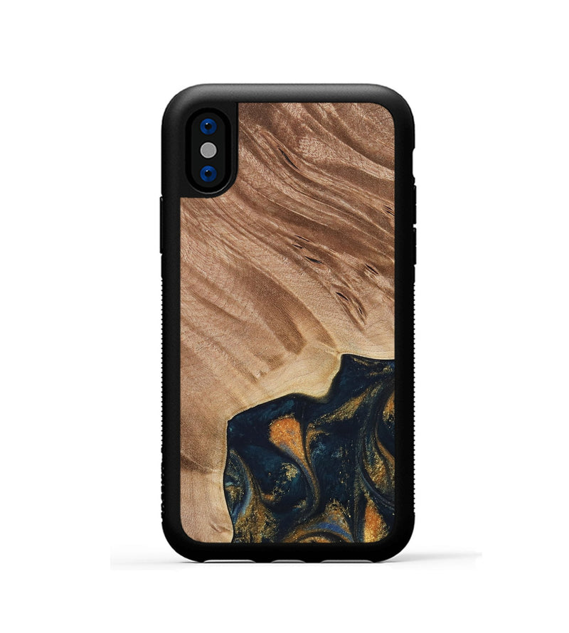 iPhone Xs Wood Phone Case - Remo (Teal & Gold, 734443)