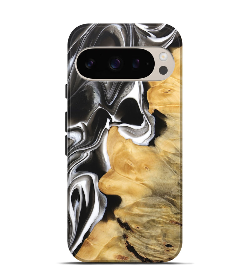 Pixel 9 Wood Live Edge Phone Case - Yaritza (Black & White, 734589)