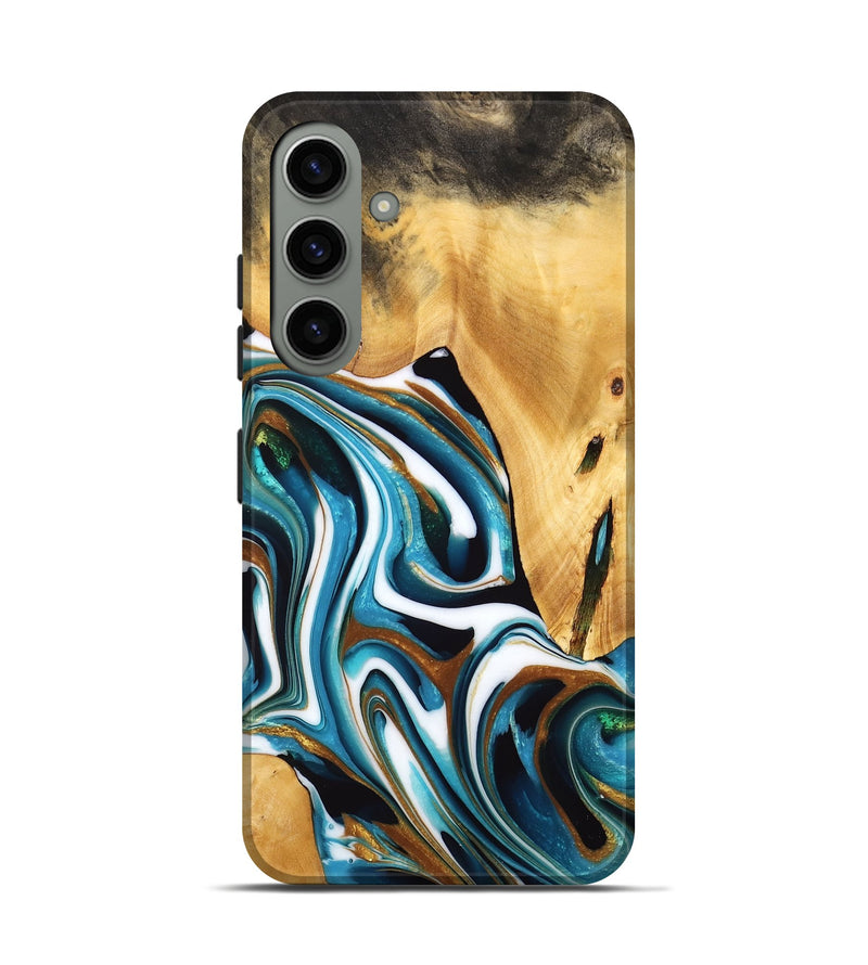 Galaxy S24 Wood Live Edge Phone Case - Tyreek (Teal & Gold, 734600)