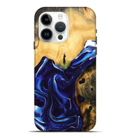 iPhone 15 Pro Max Wood Live Edge Phone Case - Daya (Blue, 734605)