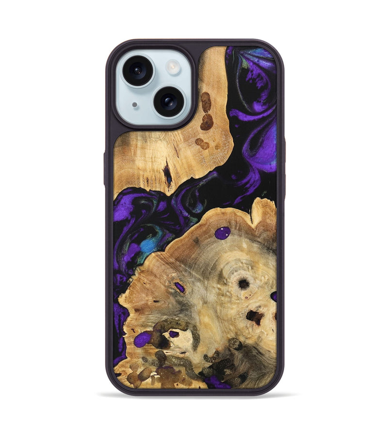 iPhone 15 Wood Phone Case - Yvon (Purple, 734745)