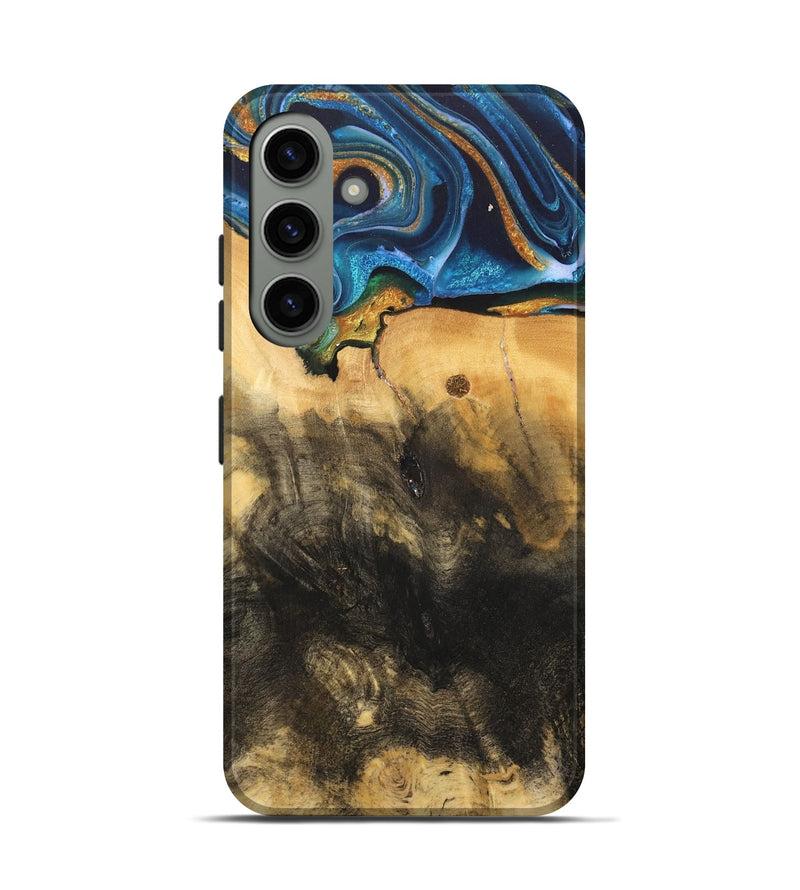 Galaxy S24 Wood Live Edge Phone Case - Demond (Teal & Gold, 734894)