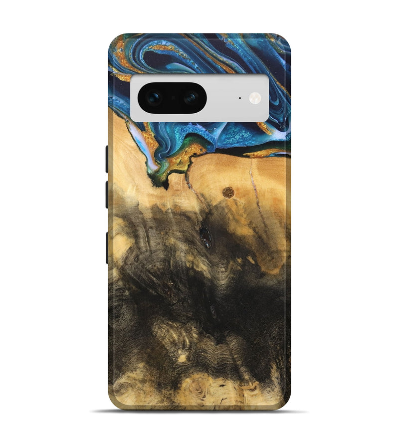 Pixel 7 Wood Live Edge Phone Case - Demond (Teal & Gold, 734894)