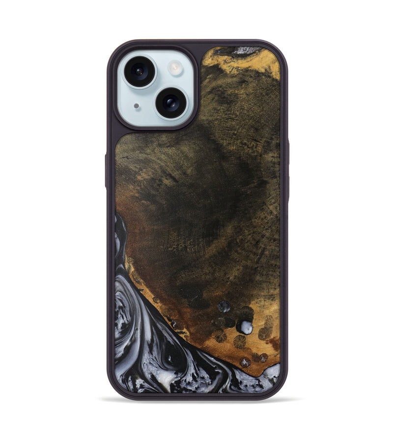 iPhone 15 Wood Phone Case - Deron (Black & White, 735166)