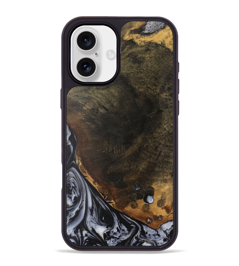 iPhone 16 Plus Wood Phone Case - Deron (Black & White, 735166)