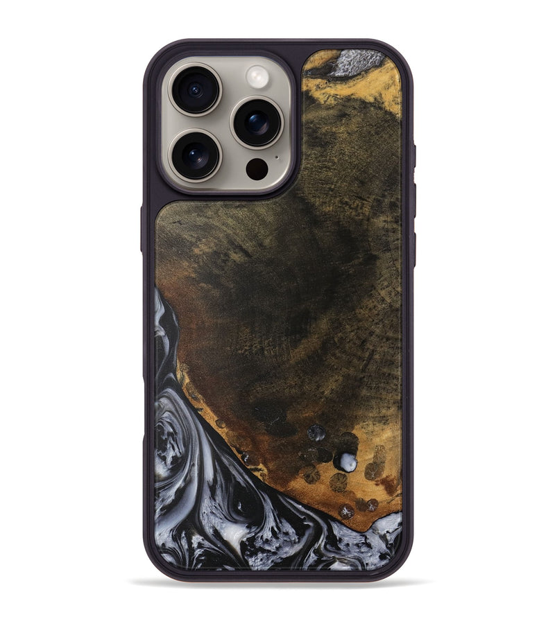 iPhone 16 Pro Max Wood Phone Case - Deron (Black & White, 735166)