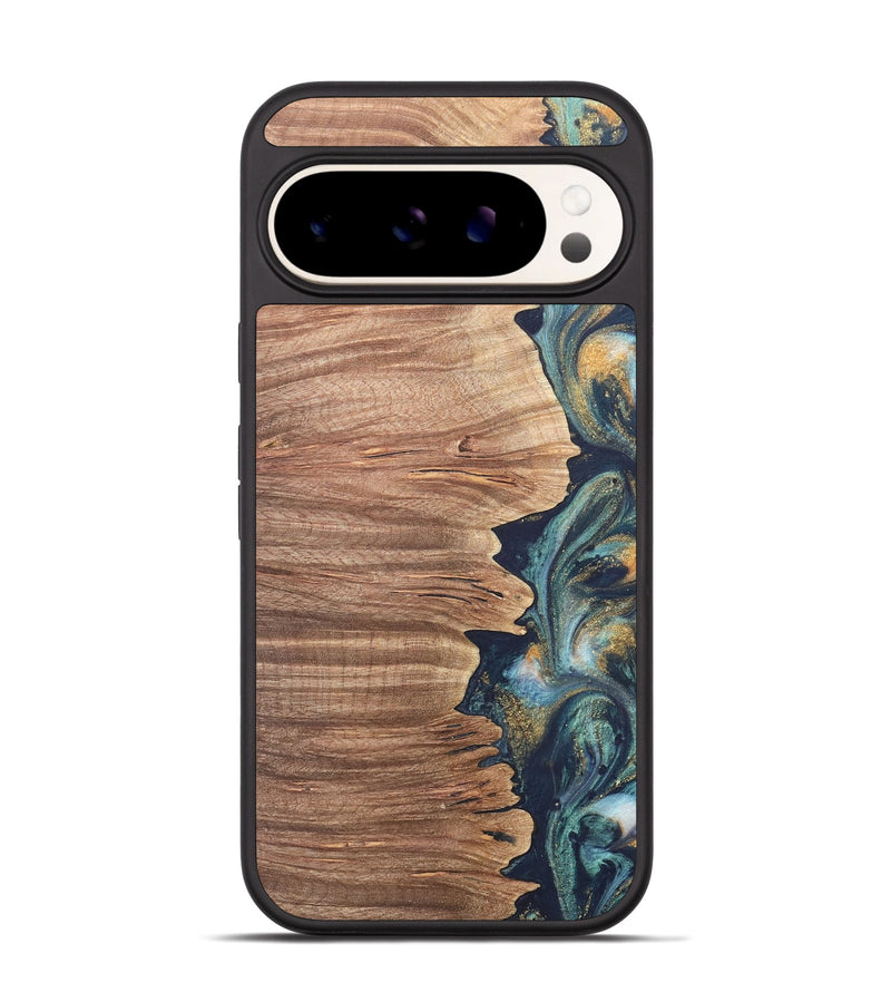 Pixel 9 Pro Wood Phone Case - Leny (Teal & Gold, 735183)