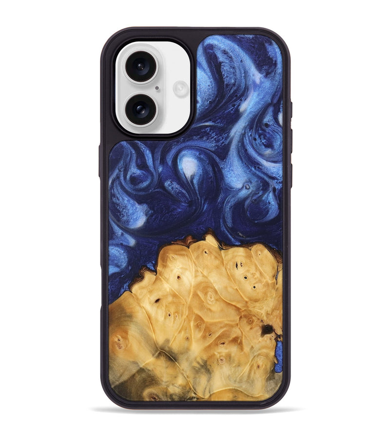 iPhone 16 Plus Wood Phone Case - Hanh (Blue, 735281)