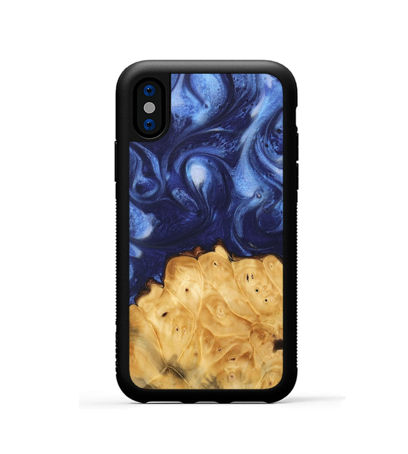 iPhone Xs Wood Phone Case - Hanh (Blue, 735281)