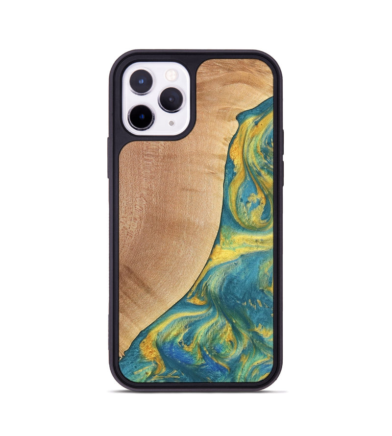 iPhone 11 Pro Wood Phone Case - Furman (Teal & Gold, 735408)