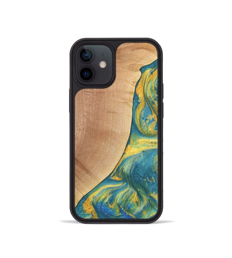 iPhone 12 mini Wood Phone Case - Furman (Teal & Gold, 735408)