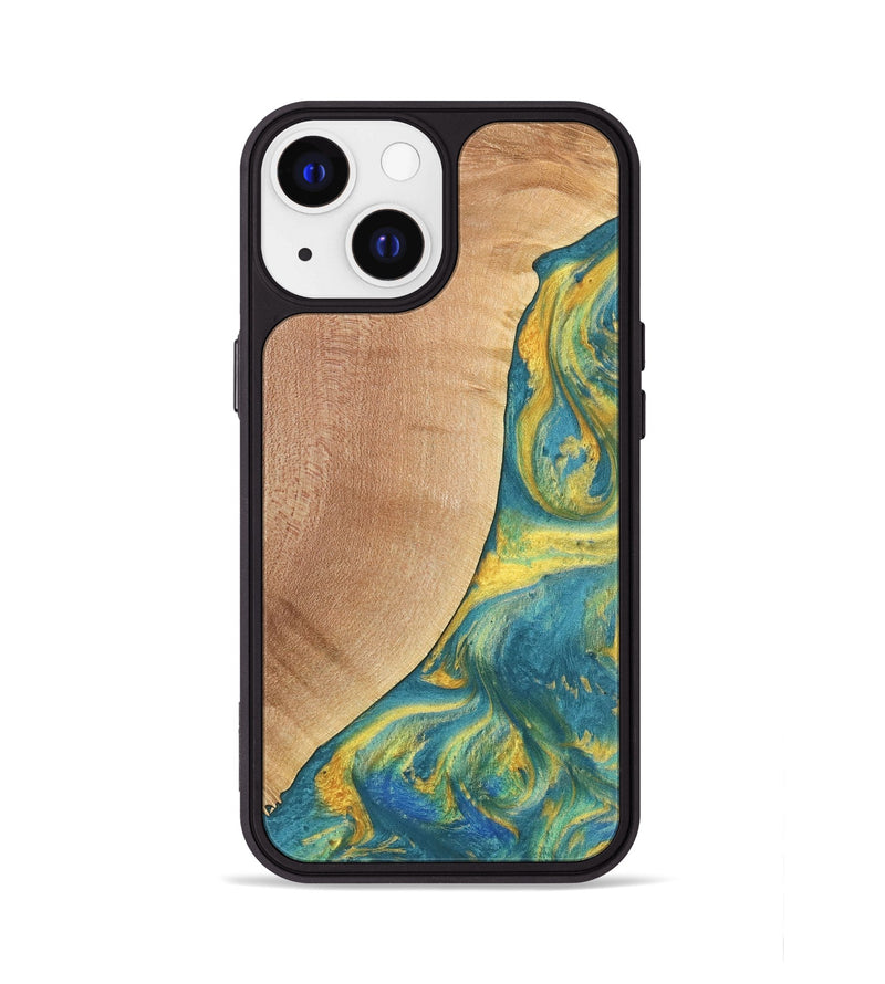 iPhone 13 Wood Phone Case - Furman (Teal & Gold, 735408)