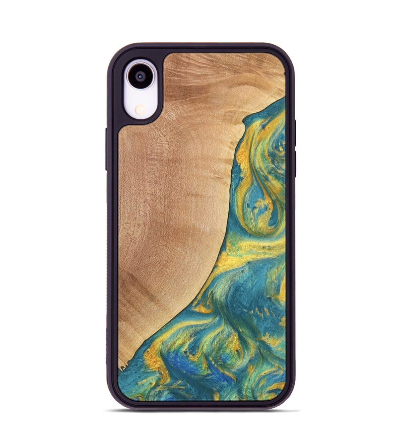 iPhone Xr Wood Phone Case - Furman (Teal & Gold, 735408)