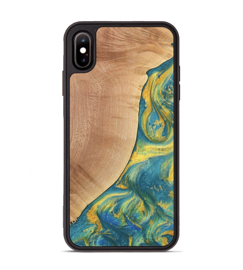 iPhone Xs Max Wood Phone Case - Furman (Teal & Gold, 735408)