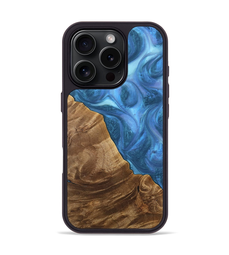 iPhone 16 Pro Wood Phone Case - Nevsa (Blue, 735427)