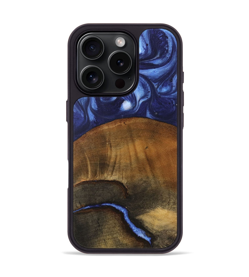 iPhone 16 Pro Wood Phone Case - Weilin (Blue, 735446)