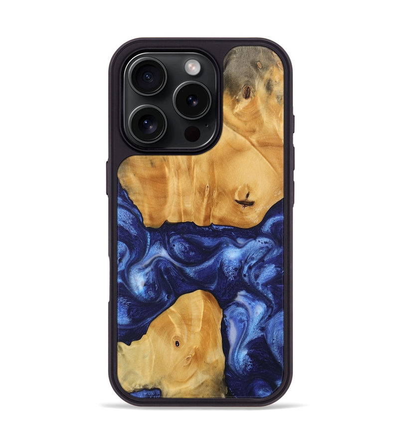 iPhone 16 Pro Wood Phone Case - Fannye (Blue, 735521)